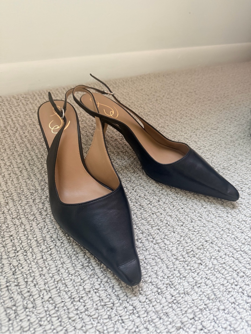 Sam Edelman Bianka Black Pointed Slingback Heels - Women's Classic Dress Pumps